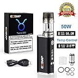 EOSVAP E Cigarettes Taurus 50W Vapes Starter Kit, Built-in 2200mAh Ecig Box Mod Battery with VW/TC Function 2ml Top Refill Sub Ohm Vape Tank Kit No Nicotine, Black