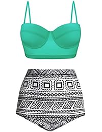 EasyMy Vintage Acanaló el Bikini del Bañador de Alta Cintura