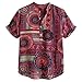 Produktbild friendGGHerren Hemden Outdoor Fun-T-Shirts Sport & Freizeit Herrenbekleidung Sportswear-Shirts Hemden Sommer Mode Top Herren Baumwolle Leinen gedruckt Kurzarm Henley Shirts Krawatte Sommer Top