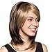 Bigood 48cm Smooth Inclined Bangs Double color straight flaxen and Brown wig