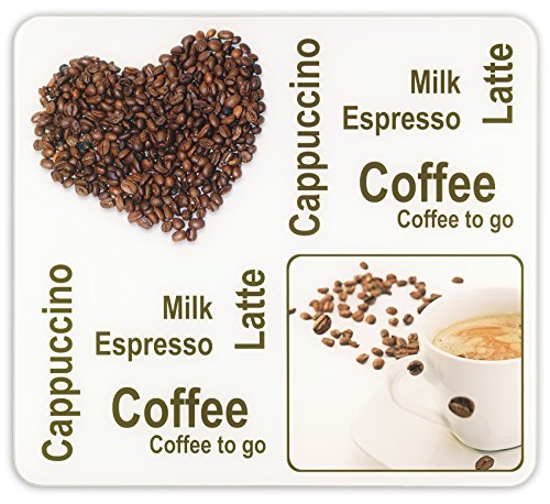 Wenko 2712935500 Multi-Platte Kaffeegenuss für Glaskeramik Kochfelder, Schneidbrett, Gehärtetes Glas, 50 x 0,5 x 56 cm, mehrfarbig