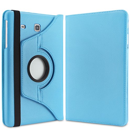Infiland Samsung Galaxy Tab E 9.6 Hülle Case – PU Ledertasche lederhülle 360° Drehbarer Stand Cover Case Schutzhülle Tasche Etui für Samsung Galaxy Tab E T560N / T561N 24,3 cm (9,6 Zoll) Tablet-PC(Hellblau) - 2
