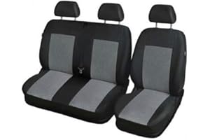 VNVIS Housses de sieges universelles, Housse Couverture Couvre Sieges pour Camion Camionnette Van Bus 2 + 1 Noir Gris