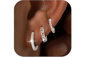 ZHESHY 3 Paar Ohrringe Silber 925/Gold Set Damen 14K Vergoldet Klein Ohrstecker Huggies Creolen mit Zirkonia Perlen Stapelbar Hypoallergene Goldene Stecker Ohrringe Schmuck Für Frauen Mädchen