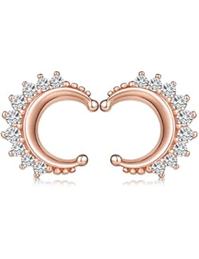 Yumilok Roségold 925 Sterling Silber Zirkonia Mond Mondförmig Ohrstecker Ohrringe Hypoallergen Ohrschmuck für...