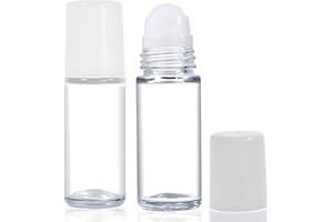 Essenciales Roll-on-Behälter, nachfüllbar, 50 ml, 2 transparente Glasflaschen, auslaufsicher, einfach anzubringen und zu entfernen