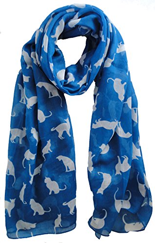 Blue Coloured Cat Scarf Ladies Fashion Scarves