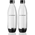 sodastream Twin Pack Fuse Carbonating Water Bottles 1 Litre, for Sparkling Water Maker, BPA Free, for Spirit, Spirit One Touch, Power, Play, Source, 2 x Reusable & Refillable Bottles (Black)