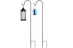 WMLBK Shepherds Crook Hooks, Metal Black Stake Stand Hangers Garden 3 Section Stitching Hooks Bird Feeder Poles for Garden Plant Lights Weddings Flower Ball Plant Baskets Lantern (90cm)