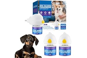 Shyllin Feromonas para Perros Relajantes, Calmante Perros, Tranquilizante para Perros Antiestrés, Reduce Estrés y Ansiedad,Ladridos, Miedos, Solo en casa, Ruidos, Adopción, 1 Difusor+2 Recambio 48ML