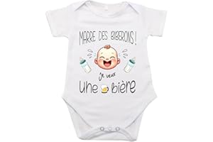 maroma [7] Body Personnalisé Bebe Humour marre des biberons Idée Cadeau Naissance Futur Papa Parents Maman Parrain Marraine