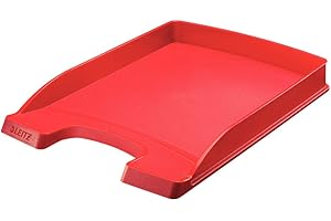 Leitz Corbeille à Courrier A4, Slim, Rouge, Plus, 52370025
