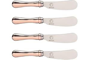 ARTESA Artesà Set Coltelli da Burro con Manico Oro Rosato, Manico 12 cm, Acciaio Inossidabile, Multicolore, 0.3 x 1.7 x 12 cm, 4 Pezzi