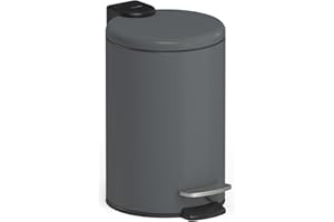 stardis 3 Liter Treteimer Edelstahl dunkel grau matt mit Absenkautomatik Klappdeckel leise schließend Softclose mit Inneneimer Kosmetikeimer Mülleimer Abfalleimer Badezimmer