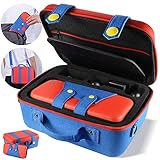 ❣Amplio espacio de almacenamiento❣ Dos estuches de almacenamiento tienen capacidad para 26 tarjetas de juego, consola y base de Nintendo Switch, correa Joy-Con, empuñadura Joy-Con, adaptador de CA, cable USB y cable HDMI. Hay 2 espacios de almacenamiento en el interior y una bolsa de malla elástica en un lado, que puede almacenar varios accesorios, en el otro lado hay un espacio separado que está separado para colocar accesorios más grandes.