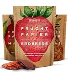 Getrocknete Früchte als 3er Set Fruchtpapier (3x 40g) – Frucht Snack aus Ananas, Apfel, Mango, Erdbeere luftgetrocknet – Trockenobst Dörrobst Superfood für Büro,...