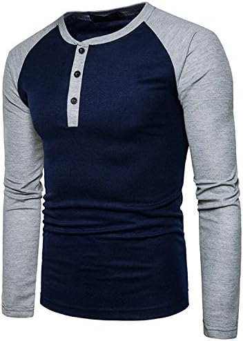 JOLIME Mens Casual Raglan Baseball Long Sleeve Henley T-Shirt Basics Crew Neck Cotton Tee Top