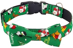 FEimaX Collare per Cani di Natale con Papillon, Regolabile e Moda, Cucciolo Collari in Cotone e Nylon per Cane di Taglia Piccolo Medio e Grande