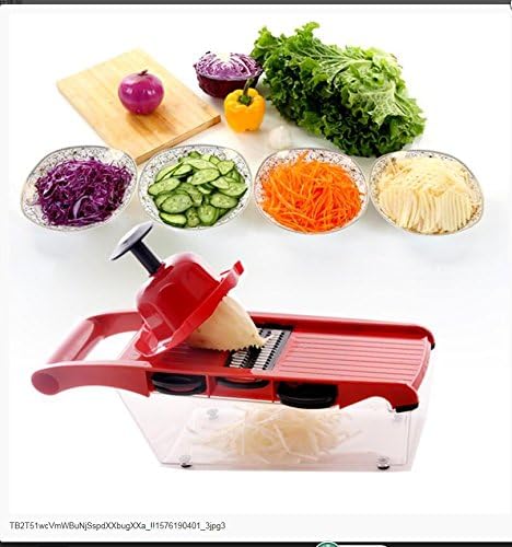 QPIANQI Kitchen slicer multifunctional household cutters radish rub silk potato slicer grater artifact,5 piece (5 blade and hand protector) peeling knife