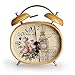 Produktbild Digital Wecker Tischuhr, Silent Doppelglocke Glocke faul Metall Wecker, Nachahmung Holz Korn Retro-Uhr - Blume