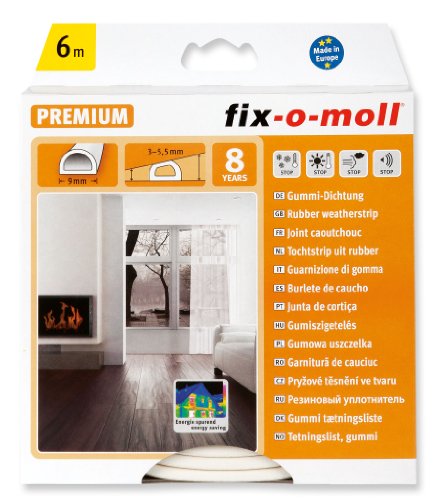 fix-o-moll D-Profildichtung 6 m 6 x 9 mm selbstklebend weiß, 3565265