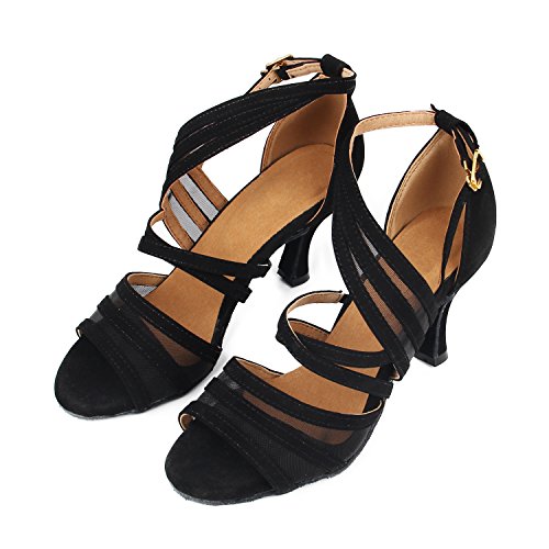 Sukutu SU002 Damen-Tanzschuhe für lateinische Tänze, mit Satin für Salsa / Tango - 6