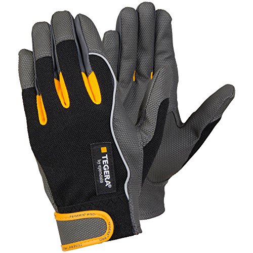 Ejendals Handschuh "Tegera 9120" aus Synthetikleder, Größe 9, 1 Stück, schwarz / grau / gelb, 9120-9
