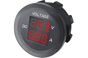 Pvczool Voiture LED VoltmèTre NuméRique DC 12V/24V LED Double VoltmèTre AmpèRemèTre Jauge de Tension pour Voiture Bateau Universel éTanche Rouge