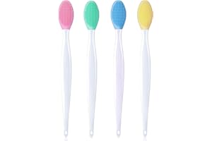 XIELBIS 4-Pack Silicone Exfoliating Lip Brush,Double-Sided Lip Scrub Brushes, for Nose Blackheads, Cuticle Removal, and Daily Cleansing, Nose Blackhead Clean Scrubber Tool for Men Women,Lip & Face
