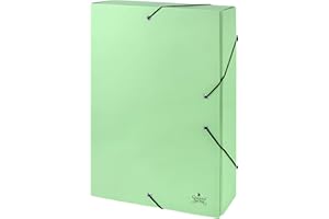 CARPETA DE PROYECTO QUIJOTE PAPER WORLD - CARPETA para archivo, colores pastel, medidas 34x23.5x5cm, gomas elástica, para A4, uso escolar y oficina - VERDE