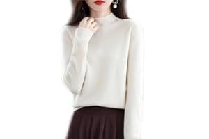 BAWUTZ Maglione in cashmere da donna, maglione a collo alto da donna, maglione casual, maglione lavorato a maglia con colletto rialzato, maglione a collo alto a maniche lunghe per l'autunno inverno (M,Weiß)