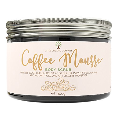 Coffee Mousse Body Scrub - Organic, 100% Natural, Cruelty Free, No Microbeads - Exfoliating, Anti-Aging, Anti-Cellulite, Increases Blood Circulation, Prevents Ingrown Hairs, Promotes Skin Cell Growth