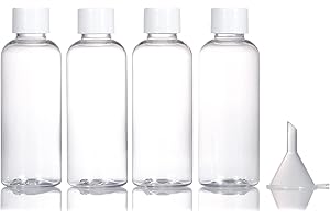 ALIFEIA Flacon Vide Voyage 80 ml,Lot de 4 Rechargeables en Plastique Transparent Vide Avec Couvercles à vis pour articles de toilette, savon, shampoing et après-shampooing