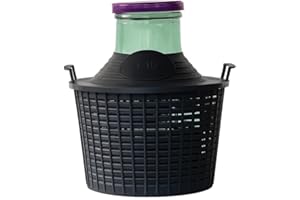 Flaschenland - Ballon en verre de 10 litres à col large, ballon de fermentation avec panier en plastique, bouteille de ballon à large ouverture, ballon de vin | Idéal pour la fabrication de vin, la