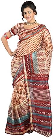 Triveni Indian Traditional Women's Orange Super Net Printed Saree TSVB25b