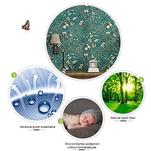 KINLO® Vliestapete Blumen TOP Qualität 10×0.53M Tapete Vlies Modern Tapete Wand für Büro Tapete Muster Papiertapete Retro Fototapete 3d Effekt Wandaufkleber Wasserdicht Wandtapete für Wohnzimmer 2 Jahren Garantie - 4