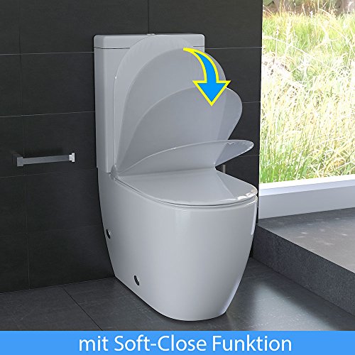 Design Stand WC mit Geberit Spülgarnitur Keramik Toilette Spülkasten WC Set WC-Sitz mit Soft-Close (Quick-Release Funktion) - 2