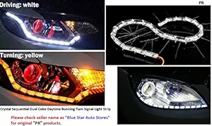 PRIKNIK Daytime Running White Light with Yellow Turn Signal Light 16 LED Crystal Sequential DRL One Pair-Compatible with Volkswagen Polo Type 1 (2010-2014)