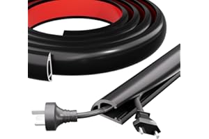 Esufeir 2M Side-open Floor Cable Cover Wire Protector Outdoor,Silicone Flexible Cable Tidy Strips,Self Adhesive Cord Hider Channel Wire Cover for Office Home Factories Garages,Black