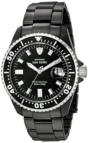 DETOMASO Men's San Remo Automatic Watch with Black Dial Analogue Display and Black Stainless Steel Bracelet DT1025-E