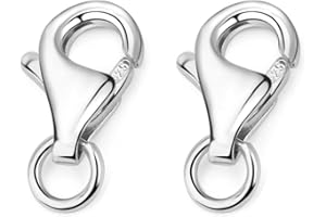 HBERCAI 2 Stück 925 Sterling Silber Verschlüsse für Armbänder,Verschlüsse,kettenverschlüsse,Verschluss kette,Karabinerverschlüsse 9mm Karabiner 3.5mm Binderinge basteln DIY,armbandverschlüsse-Silber
