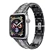 Produktbild MuSheng Armband für Apple Watch Series 4 44mm, Edelstahl Metall Ersatz Band Wrist mit Bling Kristall Strap Schlaufe für Apple Watch Series 4 (Schwarz)