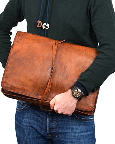 Laptoptasche Gusti Leder  Clay  Notebook-Tasche Aktentasche Ledertasche B  ro Unitasche Collegetasche Vintage Notebook-H  lle Damen Herren Braun L10b