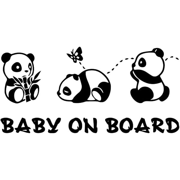 Autocollant Bébé à Bord Panda 20cm Noir - Sticker Voiture Enfant, Facile à Poser Sans Bulles