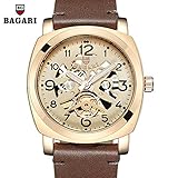 Easy Go Shopping Herren Leder Quarz Uhr Sportuhr (Color : 5)