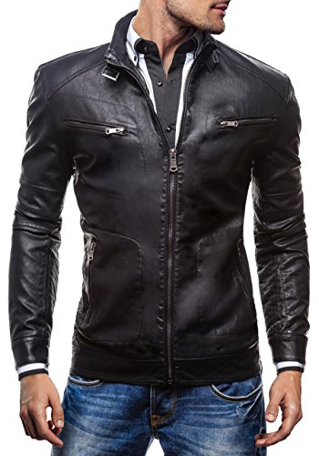 BOLF Herrenjacke Kunstleder Sweatjacke EXTREME 270 Schwarz XL [4D4]