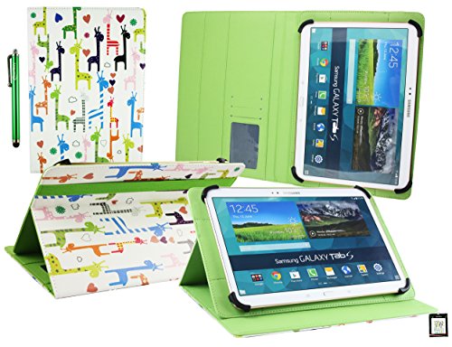 Emartbuy® Vodafone Tab Prime 7 4G 10.1 Zoll Tablet PC Universalbereich ( 10 - 11 Zoll ) Multifarbig Giraffen Multi Angle Exekutiv Folio Mappen Kasten Abdeckung mit Kartensteckplätze + Eingabestift