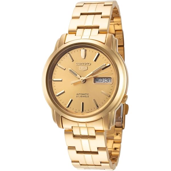 Seiko Men's SNXL72 Seiko 5 Automatic Gold Dial Gold-Tone Stainless