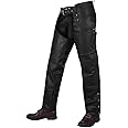 ALPHA CYCLE GEAR MOTORCYCLE CHAPS PLAIN BIKERS RIDING PANTS ASSLESS COWBOY VINTAGE CHAPS BLACK