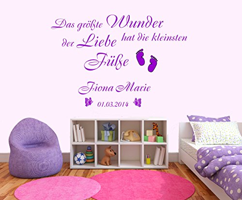 Preisvergleich Produktbild Wandtattoo - Das größte Wunder hat die kleinsten Füße - 87x59cm - Wandaufkleber Wandsticker Kinderzimmer Baby Melis-Folienwerkstatt W112